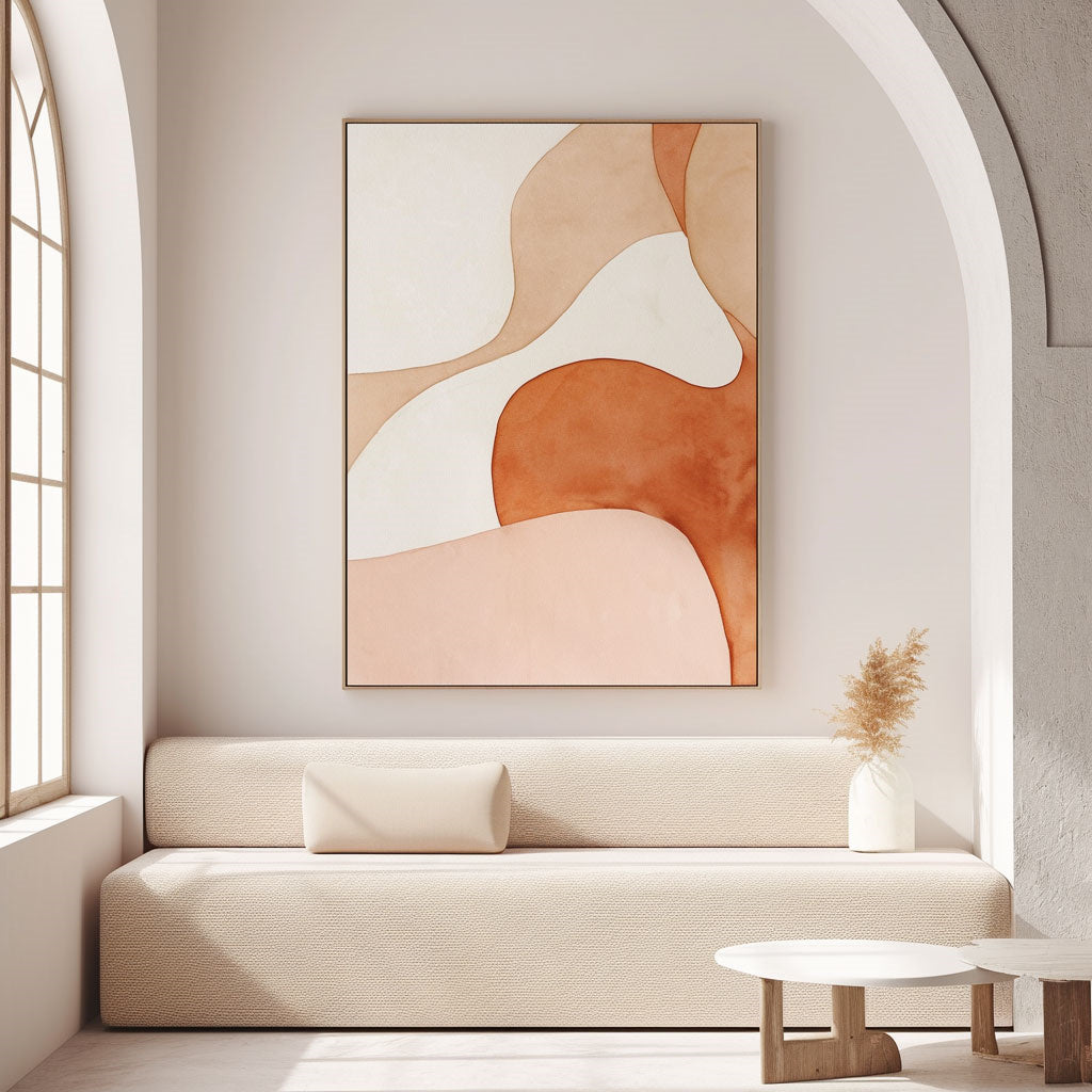 Handpainted Abstract Wall Art Painting Decorative Painting Aisle Corridor Mural Mooring Hanging Painting pink orange 31inx47in,No Frame