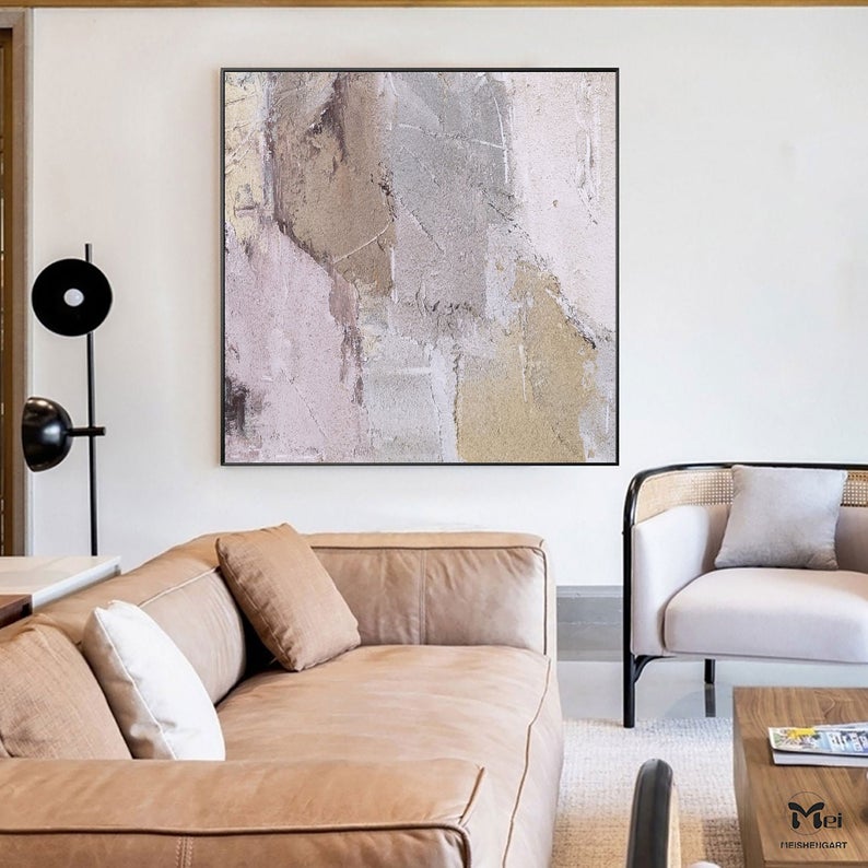 OriginalBeigeAbstractPaintingContemporaryOilPaintingsBeigePaintingGreyPaintingOversizedScandinavianArtHomeDecor 31in,No Frame