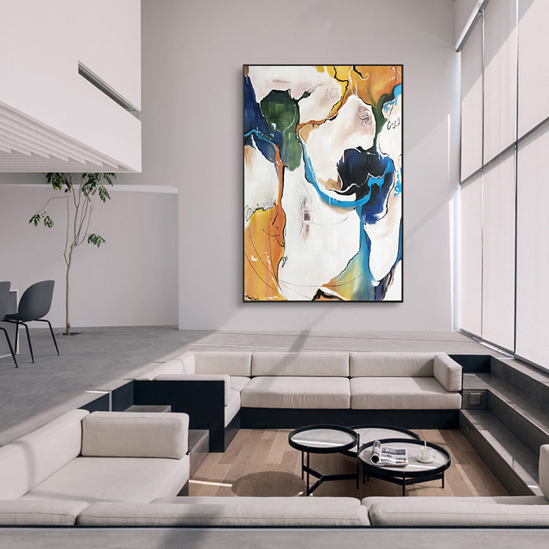 Hand painted Oil Painting Fortune Tree Golden Autumn Texture Painting Large Hanging Painting Abstract Decorative Canvas,31inx47in,No Frame