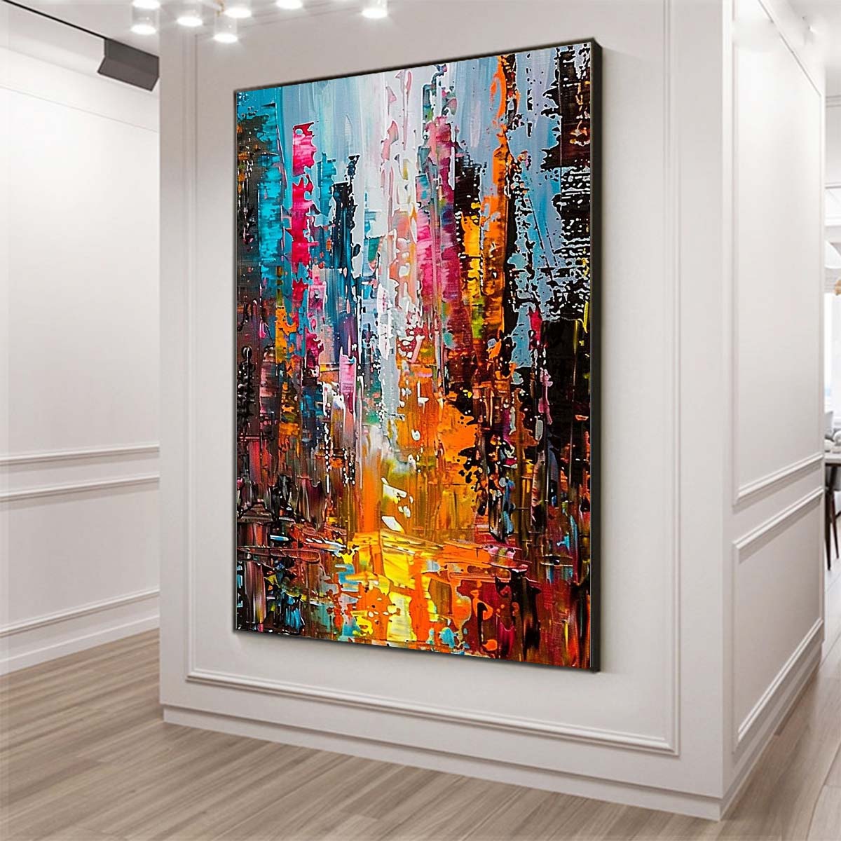 Original creation City Hand painted Oil Painting Canvas Wall Art For Home Living Room Unframed/Rolled #040