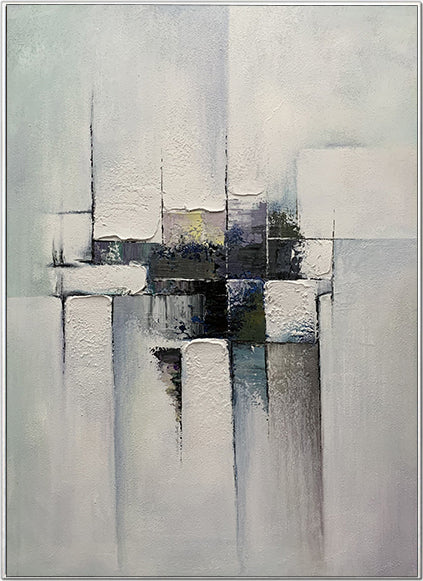 Latest Cheap Textured Gray Abstract Geometry Design  Hand painted Modern Home Wall Decoration Oil Painting,31inx47in,No Frame
