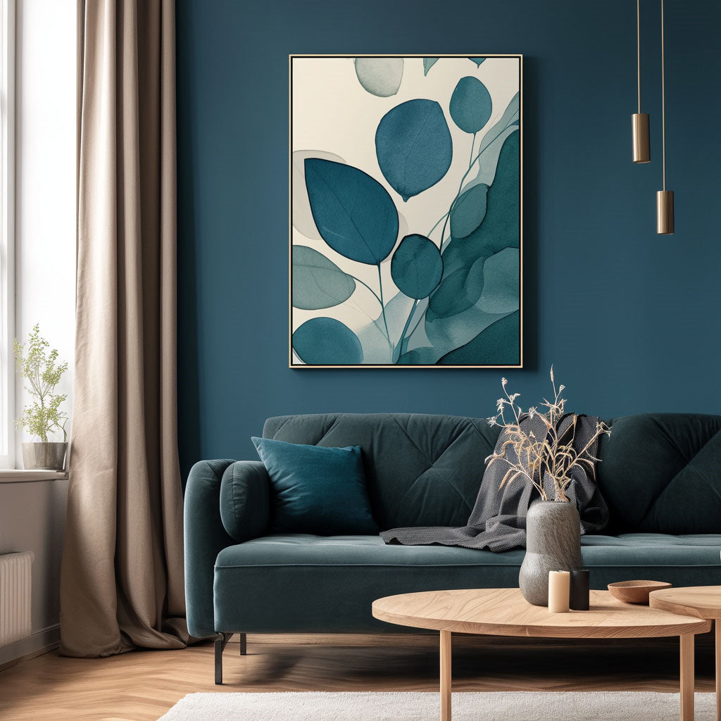 Handpainted Abstract Wall Art Painting Decorative Painting Aisle Corridor Mural Mooring Hanging Painting blue 31inx47in,No Frame