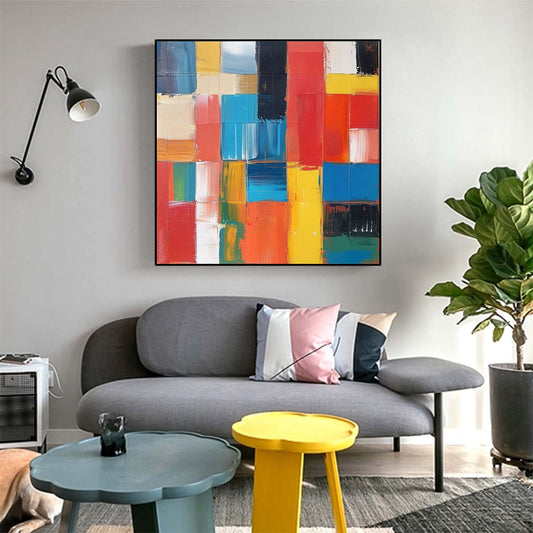 Abstract Handmade Oil Painting Modern Minimalist Home Living Room Decoration Painting,31inx31in,No Frame