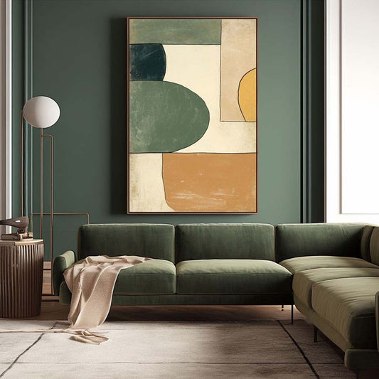 Handpainted Abstract Wall Art Painting Decorative Painting Aisle Corridor Mural Mooring Hanging Painting green yellow 31inx47in,No Frame