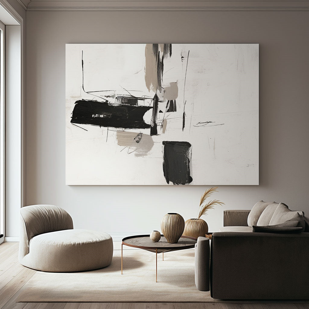 Handpainted Abstract Wall Art Painting Decorative Painting Aisle Corridor Mural Mooring Hanging Paintingblackwhite1inx47in,No Frame