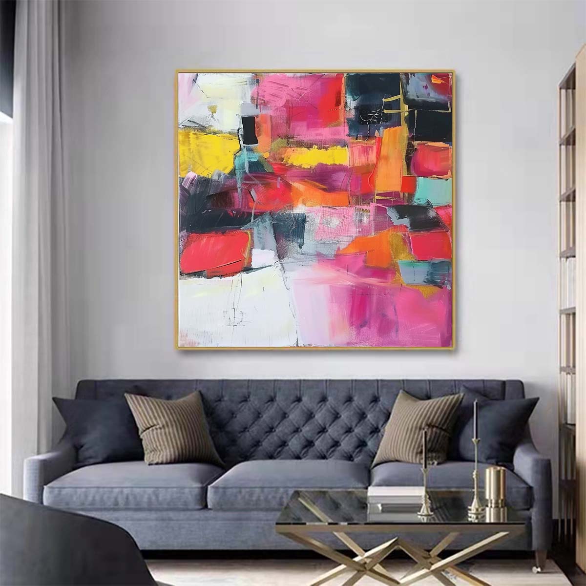 Abstract Handmade Oil Painting Modern Minimalist Home Living Room Decoration Painting,31inx31in,No Frame
