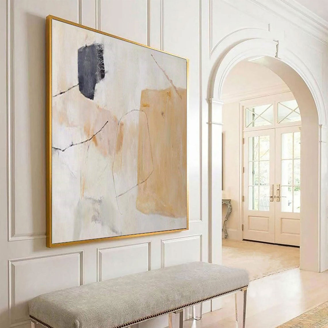 Hand Painted Abstract Painting On Canvas Modern Art Minimalist Art Large Wall art Beige Painting Wall Art Abstract Home Decor27inx54in,No Frame