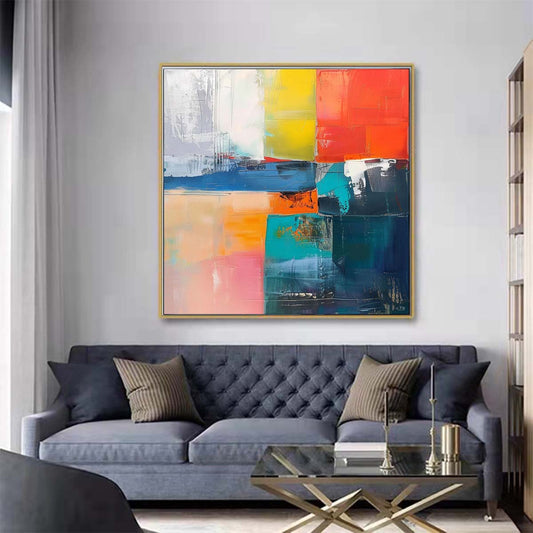 Abstract Handmade Oil Painting Modern Minimalist Home Living Room Decoration Painting,31inx31in,No Frame