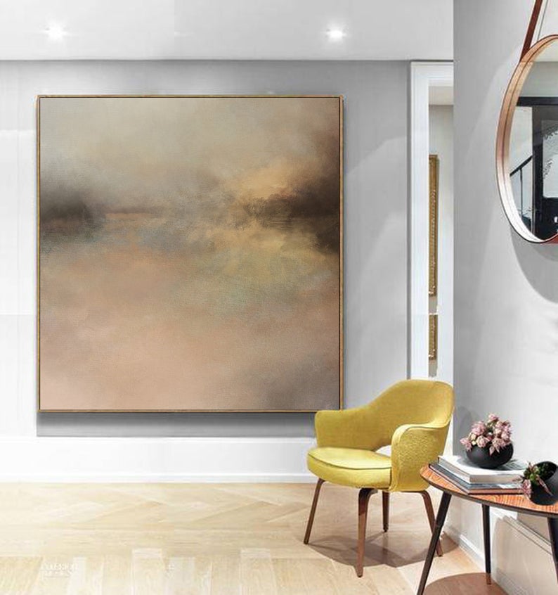LargeAbstractPaintingSeaPaintingGoldPaintingOceanLandscapePaintingOceanArtPaintingWallArtOffice  31in,No Frame