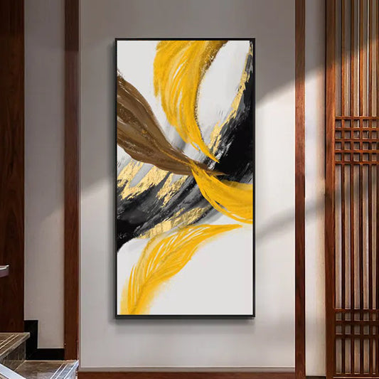 2023 New Arrival Original Hand Painted On Canvas Large Handmade Wall Art Golden Picture,31inx47in,No Frame