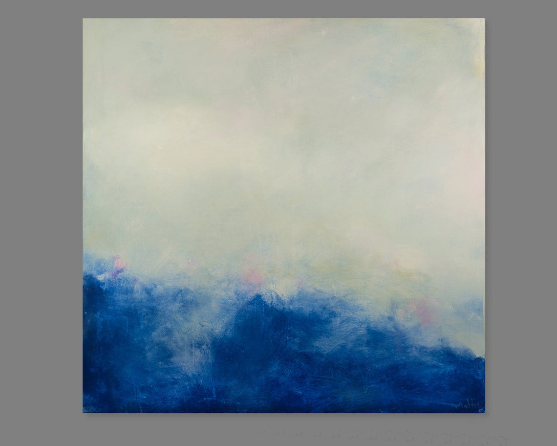 Original Abstract painting canvas painting oversized ocean wall art seascape and wave painting ocean artwork home Decor blue art31in,No Frame