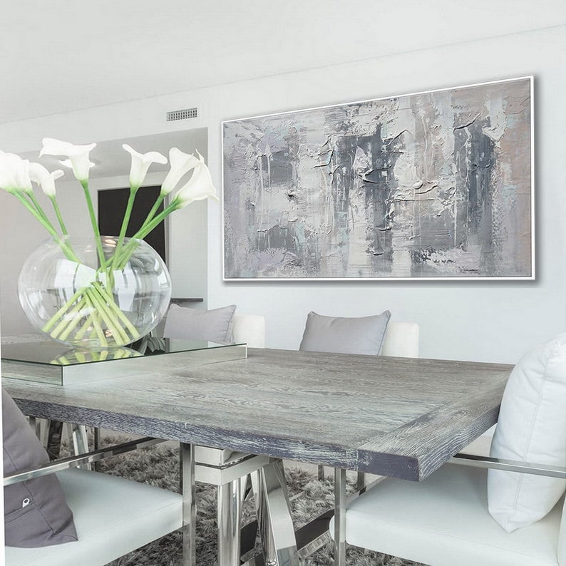 Extra Large Contemporary Texture Wall Art Oversize Modern Artwork Panoramic Horizontal Canvas Textured Abstract Acrylic Painting27inx54in,No Frame