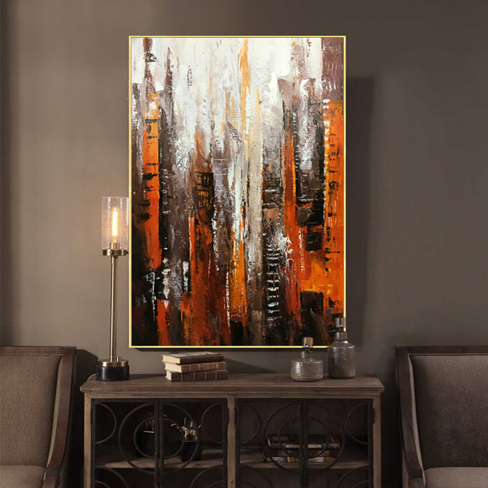 Modern Abstract Wall Art Oil Painting On Canvas Artwork Handmade City Landscape Oil Painting For Living Room Bedroom ,31inx47in,No Frame