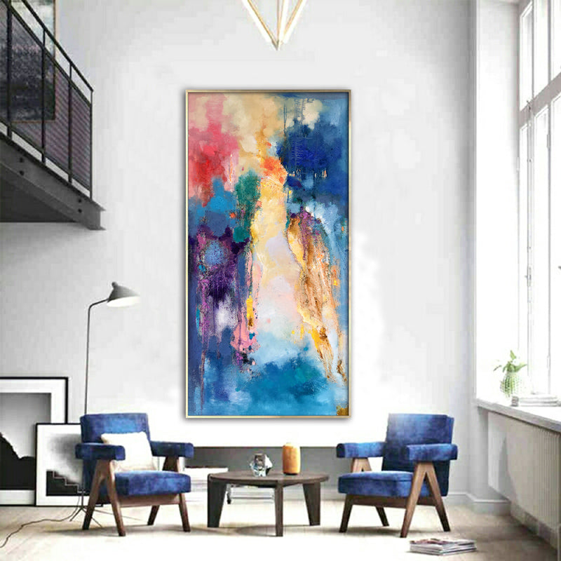 Large Blue Abstract Painting Painting Wall Art Canvas Painting Abstract Art Wall Painting Oil Painting Living Room Decoration27inx54in,No Frame