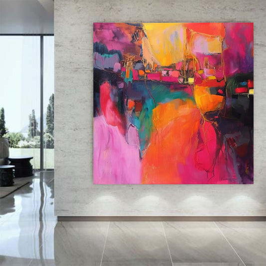 Abstract Handmade Oil Painting Modern Minimalist Home Living Room Decoration Painting,31inx31in,No Frame