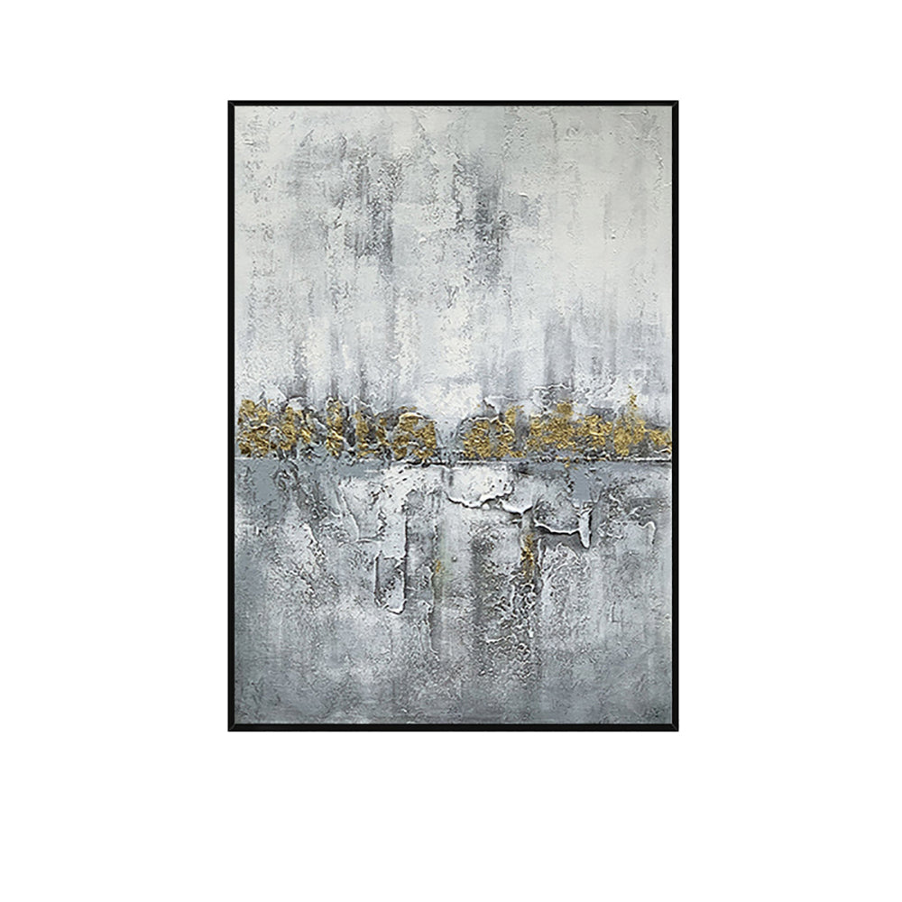 #1050Pure Handmade Golden Foil Oil Painting Thick Texture On Canvas Living Room Decorative Hotel Modern Wall,31inx47in,No Frame