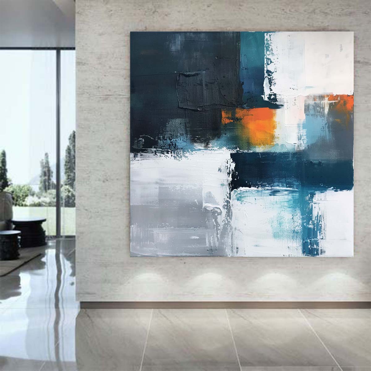 Abstract Handmade Oil Painting Modern Minimalist Home Living Room Decoration Painting,31inx31in,No Frame