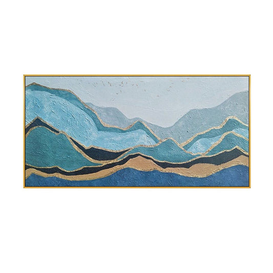 Home Decor Handmade Abstract Painting Canvas Art Wall Painting Large Wall Art Modern Minimalist Art Gold Leaf Art Mountain27inx54in,No Frame