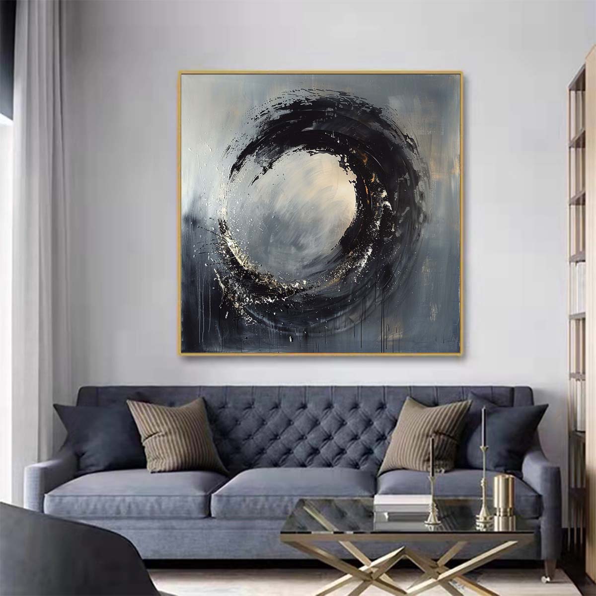 Abstract Handmade Oil Painting Modern Minimalist Home Living Room Decoration Painting,31inx31in,No Frame