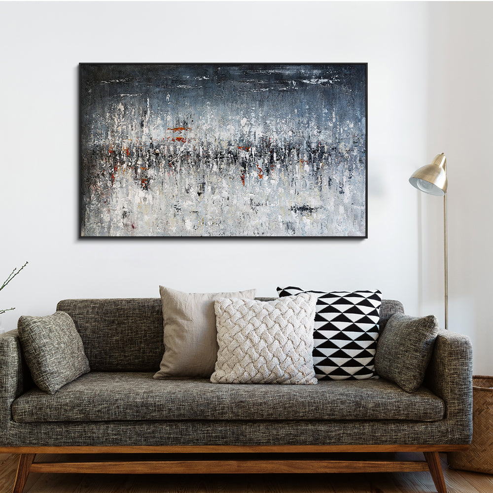 #540Modern Abstract Wall Art Hand painted Landscape Oil Painting On Canvas Nodic Grey Oil Paintings,27inx54in,No Frame