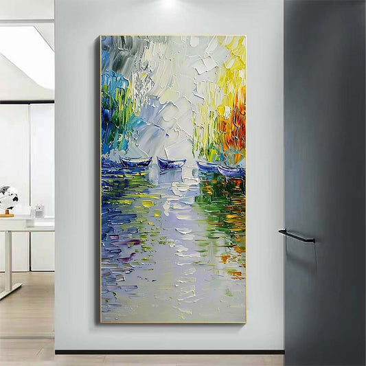 Landscape Paintings Abstract Handmade Oil Painting Modern Home Living Room Decoration Painting,27inx54in,No Frame