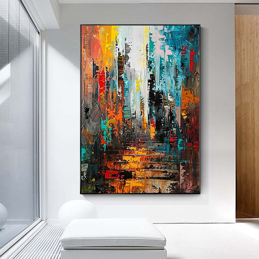 Original creation City Hand painted Oil Painting Canvas Wall Art For Home Living Room Unframed/Rolled #030