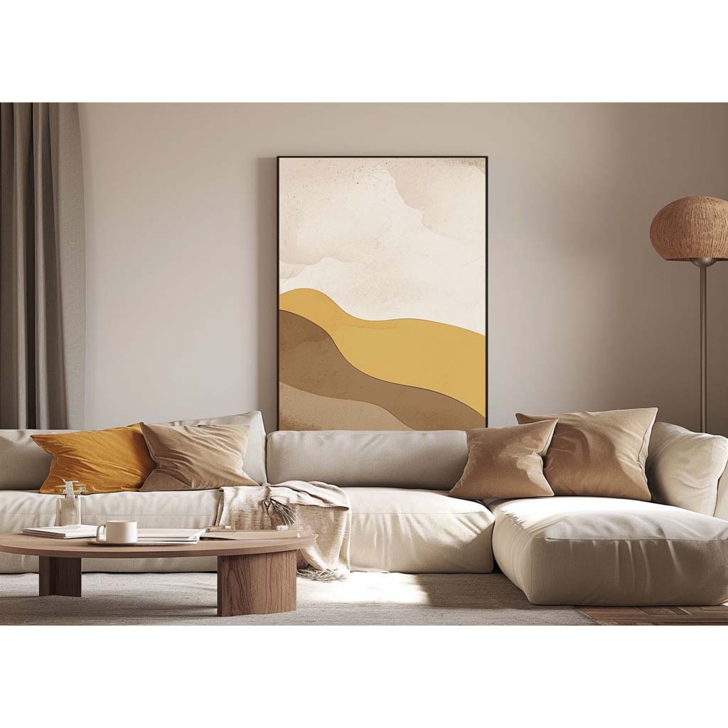 Handpainted Abstract Wall Art Painting Decorative Painting Aisle Corridor Mural Mooring Hanging Painting yellow brown 31inx47in,No Frame