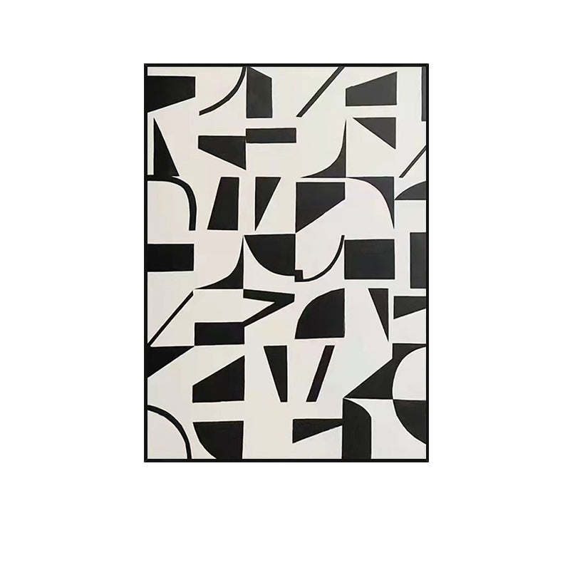 Handmade Canvas Wall Decoration Black and White Abstract Design Living Room Decoration Oil Painting New Product For Living Room,31inx47in,No Frame