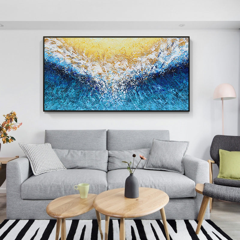 Original Hand-Painted Abstract Landscape Oil Painting Living Room Bedroom Hotel Villa Hand-Painted Horizontal Version27inx54in,No Frame