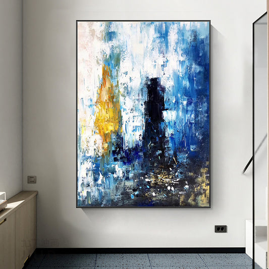 Hand Painted Abstract Gold Texture Oil Painting Morden Canvas Wall Art Handmade Nordic Grey Oil Painting for Home Living Room,31inx47in,No Frame