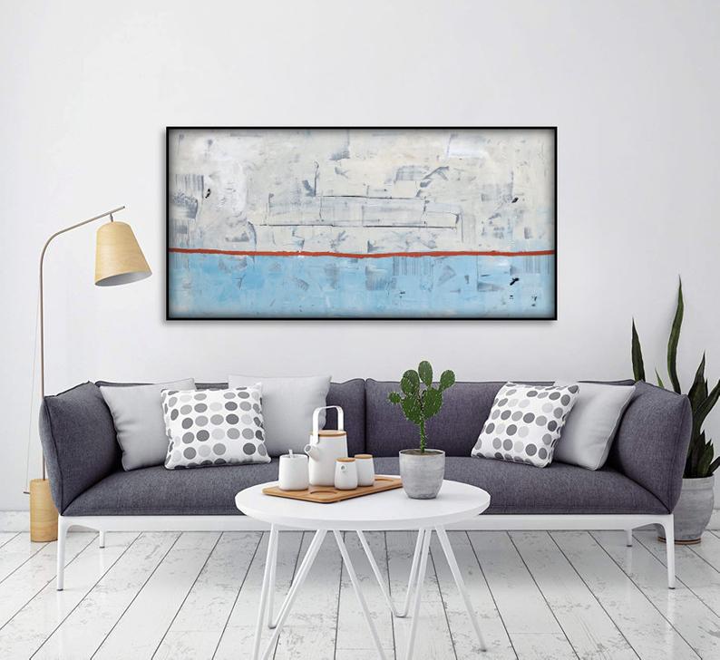 Extra Large Abstract Painting Original Painting On Canvas Large Canvas Art Acrylic Landscape Abstract Painting Abstract Wall Art27inx54in,No Frame