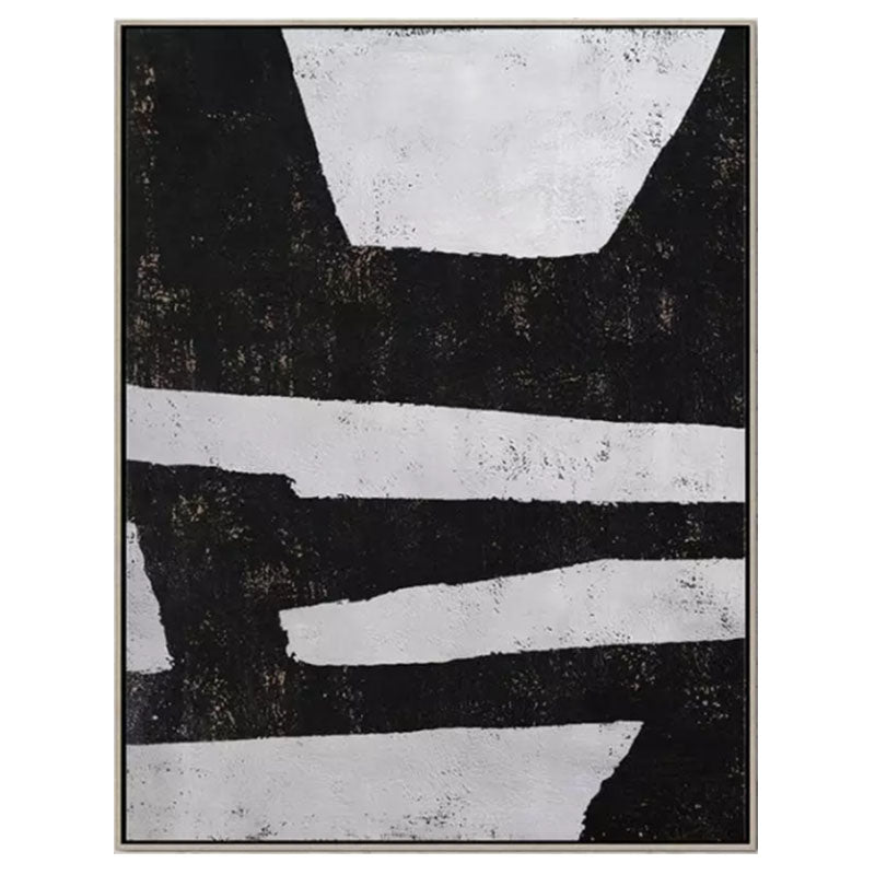 Handmade Abstract Painting on Canvas Black and White Painting Modern Art Hotel Decoration Painting Wall Art,31inx47in,No Frame
