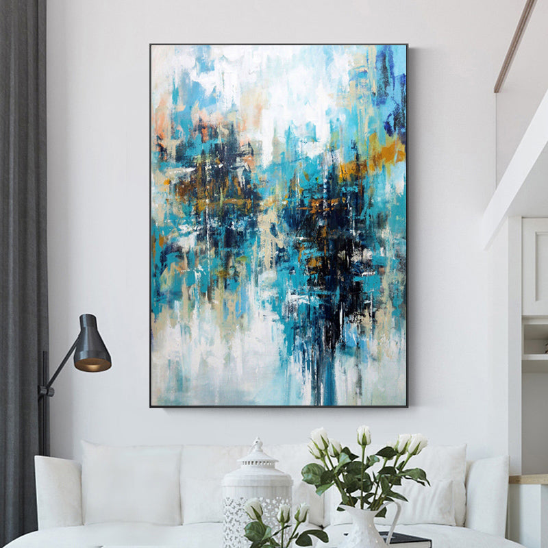 Pure Hand Painted Abstract Large Scale Oil Painting Modern Mural Living Room Decoration Painting Large Size,31inx47in,No Frame