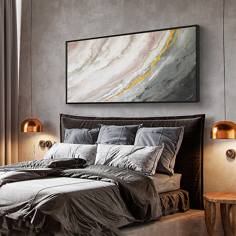 Modern Minimalist Living Room Light Luxury hand-painted Oil Painting Abstract Decorative Bedroom Entrance Mural Paintings27inx54in,No Frame