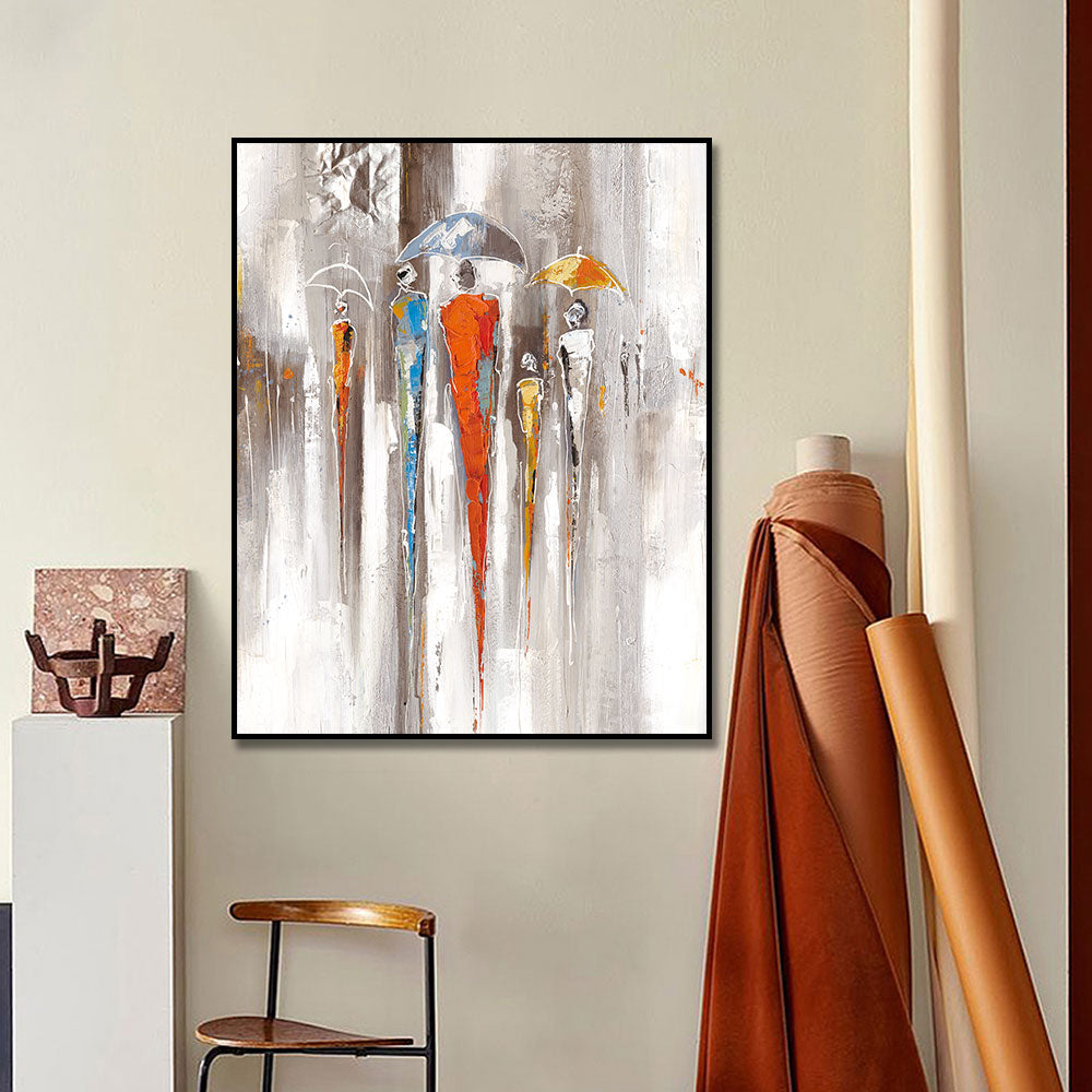 Modern Abstract Lover Canvas Painting Hand painted City Street Art Oil Paintings Handmade Oil Painting Art For Home Living Room,31inx47in,No Frame