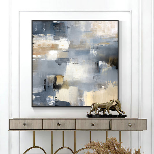 Abstract Handmade Minimalist Grey Color Oil Painting  Hand Painted On Canvas Modern Wall Art,31inx31in,No Frame