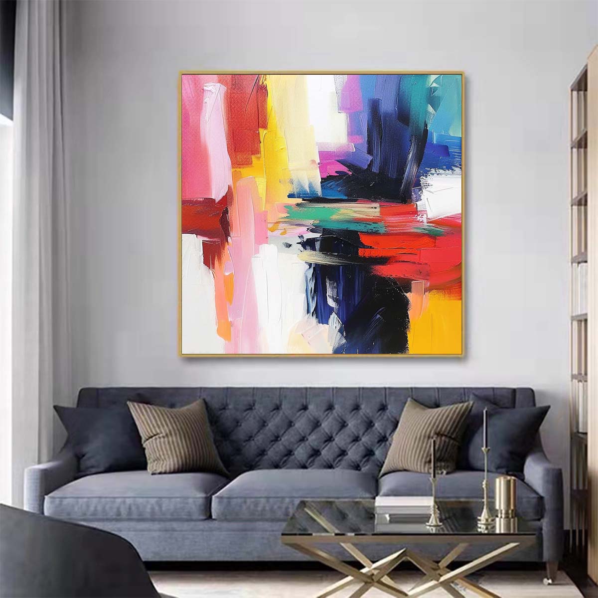 Abstract Handmade Oil Painting Modern Minimalist Home Living Room Decoration Painting,31inx31in,No Frame