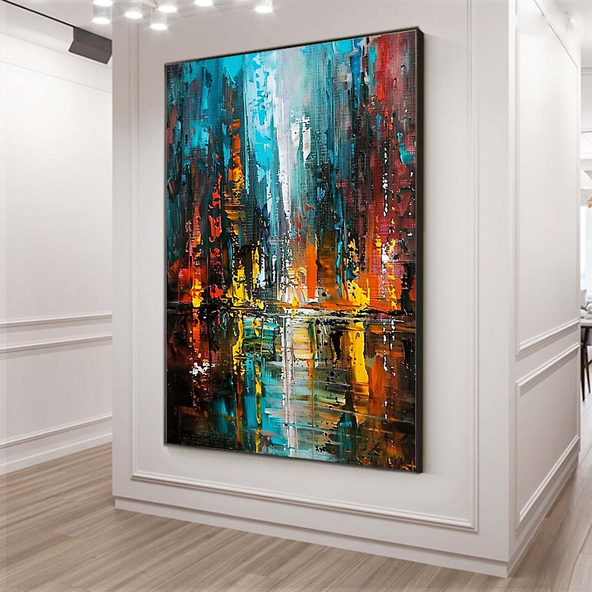 Original creation City Hand painted Oil Painting Canvas Wall Art For Home Living Room Unframed/Rolled #007