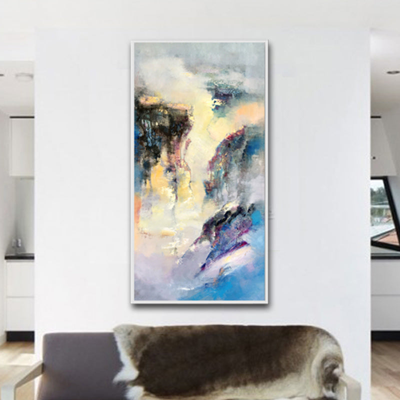 Large Abstract Oil Painting Canvas Painting Blue Abstract Painting Contemporary Art Abstract Oil Painting Oversize Wall Art27inx54in,No Frame
