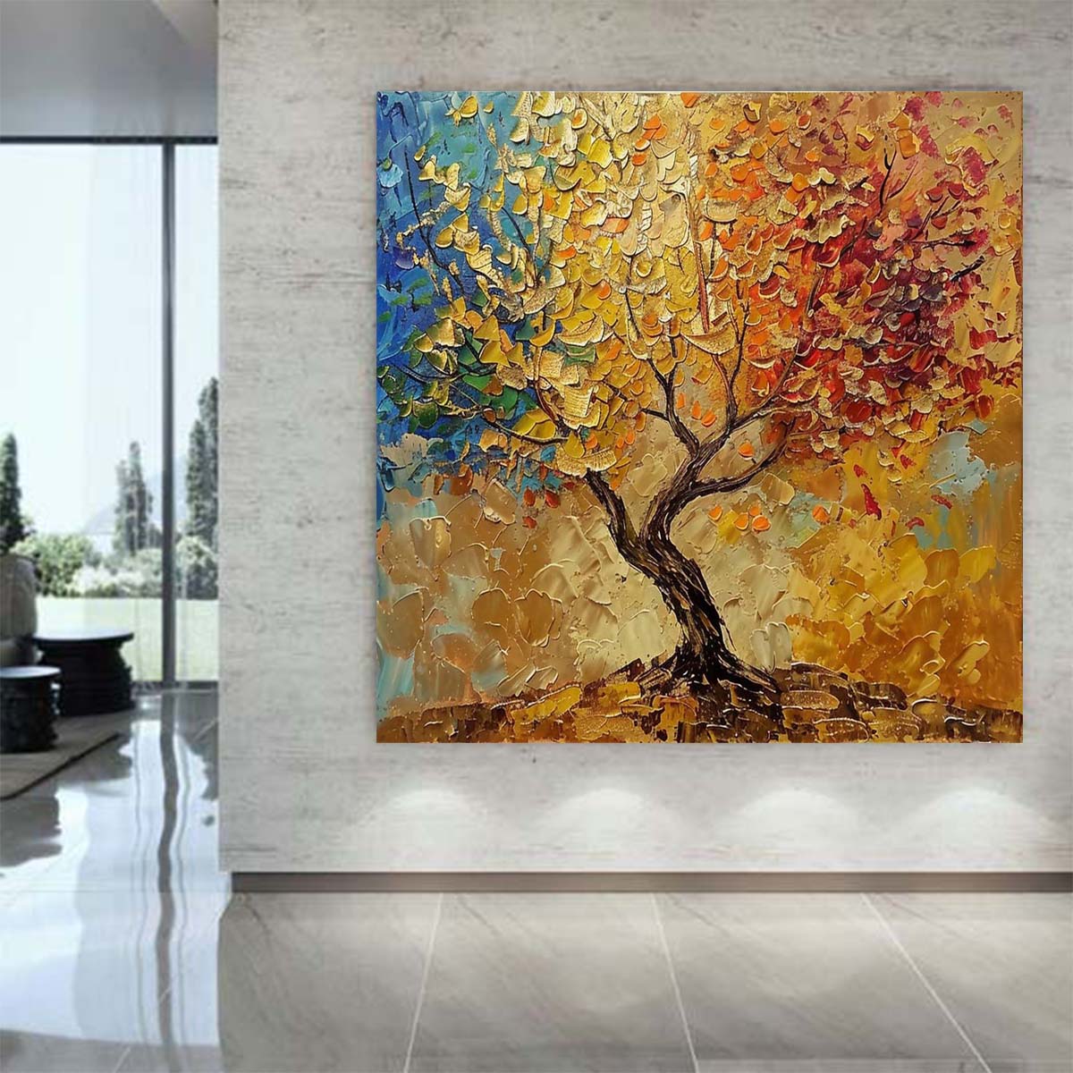 Abstract Handmade Oil Painting Modern Minimalist Home Living Room Decoration Painting,31inx31in,No Frame