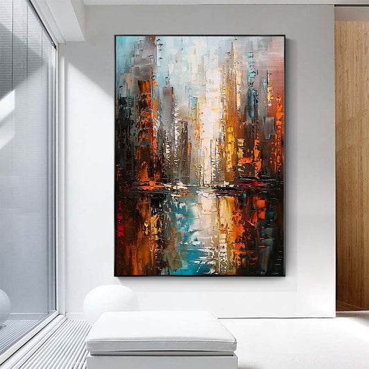 Original creation City Hand painted Oil Painting Canvas Wall Art For Home Living Room Unframed/Rolled #058