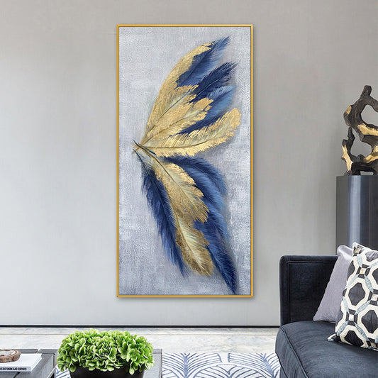 Leaf Oil Painting Hand painted Wall Decoration Modern Abstract Hanging Painting Wall Art Large Oil Painting,27inx54in,No Frame