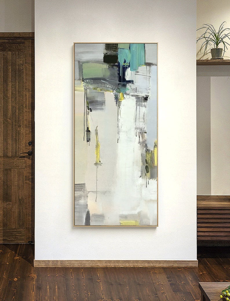 Minimalist Abstract Art Painting Vertical hand-painted Abstract Painting Abstract Painting Large Wall Decorative Painting,27inx54in,No Frame