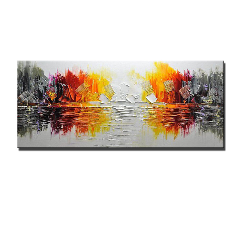 #350Abstract Landscape Wall Art Oil Painting Handmade Modern Canvas Oil Painting For Living Room Decoration Art,27inx54in,No Frame