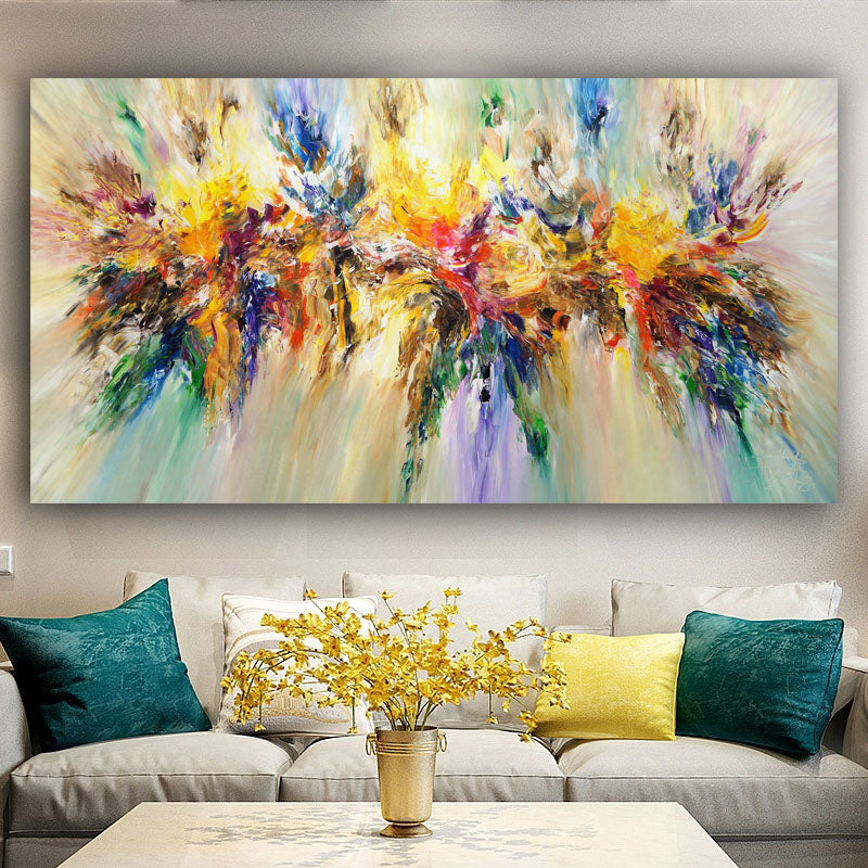 Abstract  Hand Painted Oil Painting Landscape Paintings On Canvas Colorful Wall Art Pictures For Living Room,27inx54in,No Frame