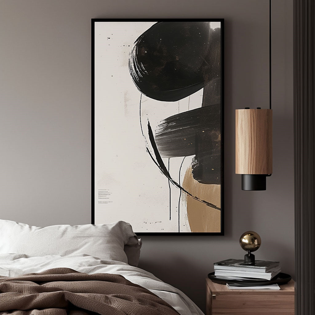 Handpainted Abstract Wall Art Painting Decorative Painting Aisle Corridor Mural Mooring Hanging Painting black 31inx47in,No Frame