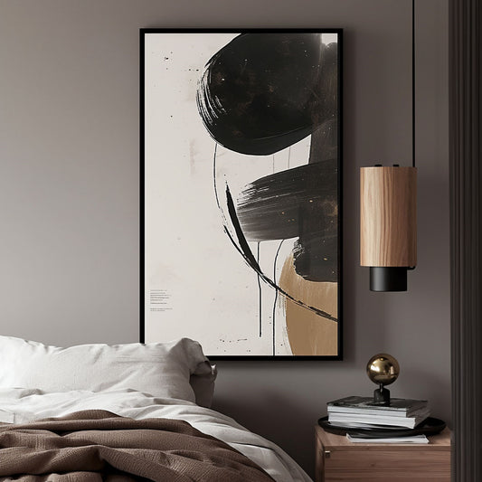Handpainted Abstract Wall Art Painting Decorative Painting Aisle Corridor Mural Mooring Hanging Painting black 31inx47in,No Frame