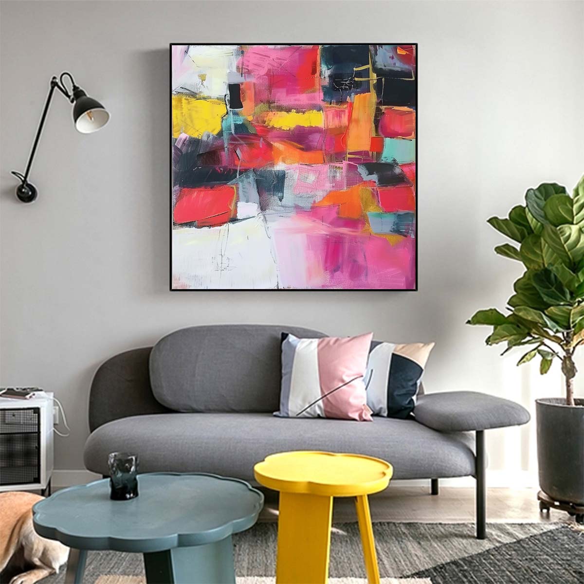 Abstract Handmade Oil Painting Modern Minimalist Home Living Room Decoration Painting,31inx31in,No Frame