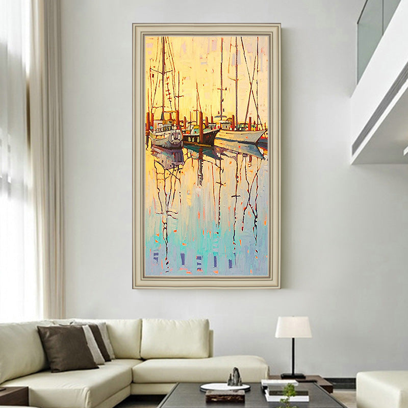Nordic Sailing hand-painted Oil Painting The Living Room Decorative Murals American Households Vestibule Floor Penthouse Villa S27inx54in,No Frame
