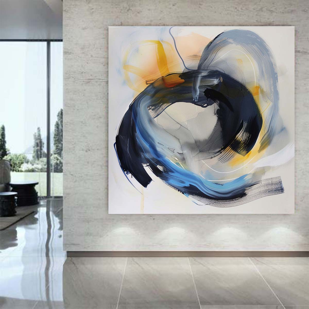 Abstract Handmade Oil Painting Modern Minimalist Home Living Room Decoration Painting,31inx31in,No Frame